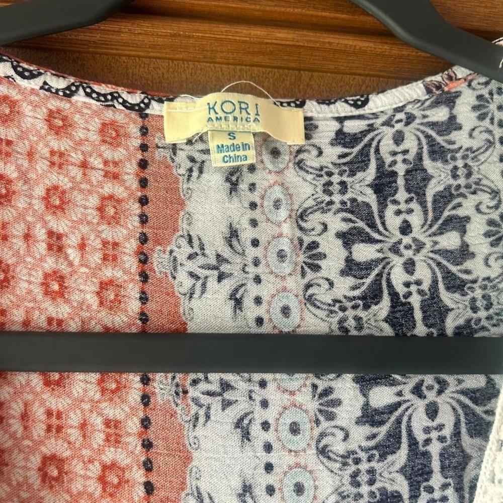Kori America multi patchwork Lace top S lightweight women's - Picture 5 of 6
